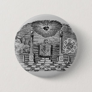 19th Century Masonic Blockcut engraving 6 Cm Round Badge