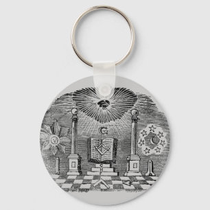 19th Century Masonic Blockcut engraving Key Ring