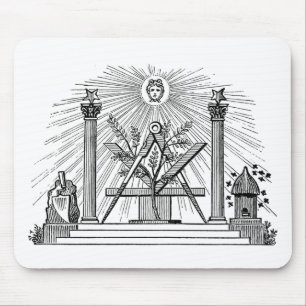 19th Century Masonic G Kenning Blockcut engraving Mouse Pad
