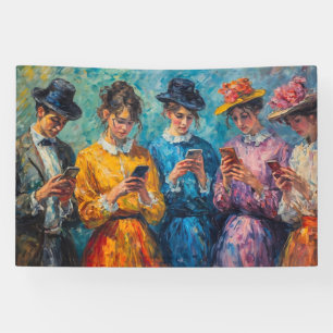 19th Century People Using Smartphones Banner