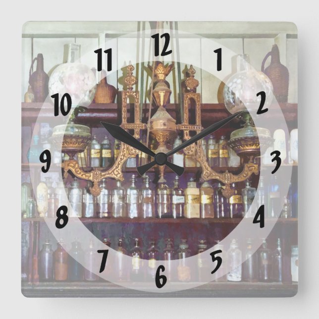 19th Century Pharmacy Square Wall Clock (Front)