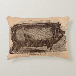 19th century pig print Berkshire sow no. 1 Decorative Cushion