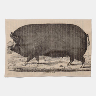 19th century pig print Berkshire sow no. 2 Tea Towel