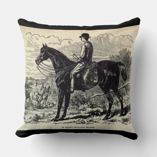 19th century print A Light Hunting Horse Cushion (Front)