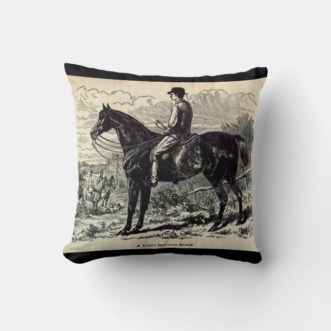 19th century print A Light Hunting Horse Cushion (Front)