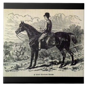19th century print A Light Hunting Horse Tile