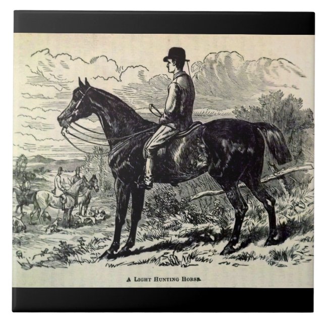 19th century print A Light Hunting Horse Tile (Front)