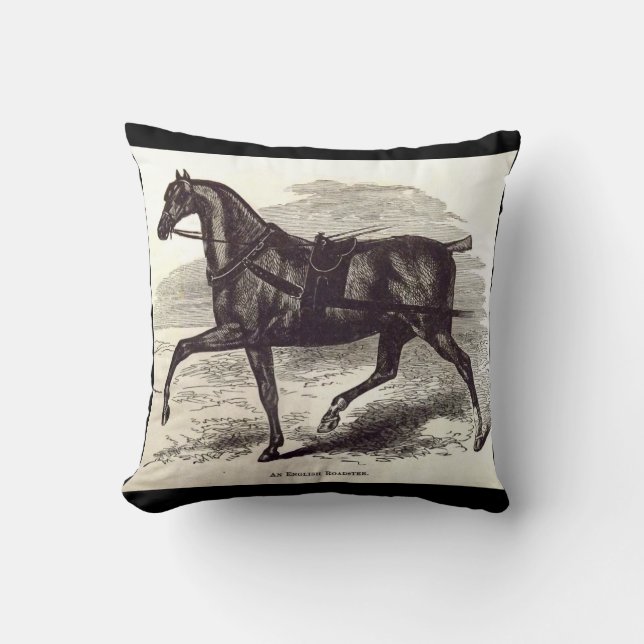 19th century print An English Roadster horse Cushion (Front)