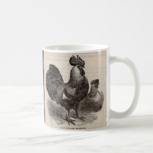 19th century print grey English dorkings chickens Coffee Mug