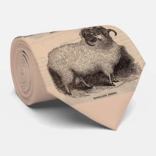 19th century print Highland sheep print Tie