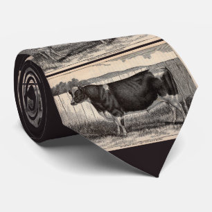 19th century print Holstein bull Tie