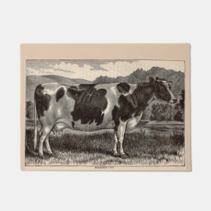 19th century print Holstein cow Doormat