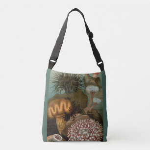 19th century print sea anemones crossbody bag