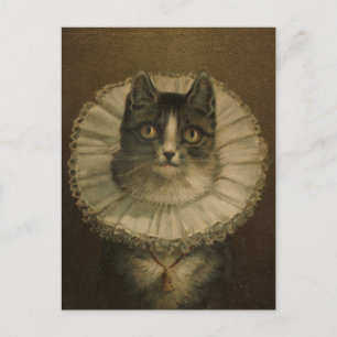 19th Century Vintage Cat Painting Postcard