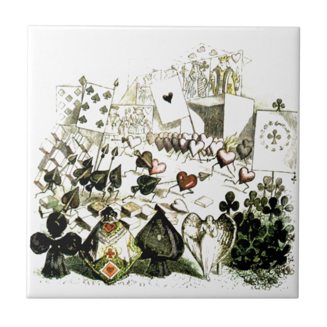 19th Century Wonderland-esque Woodcut Ceramic Tile (Front)