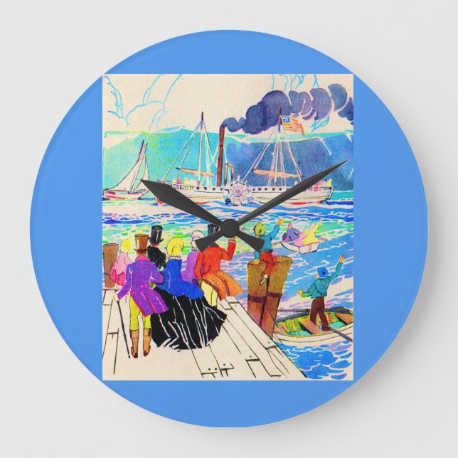 19th century yacht race large clock (Front)