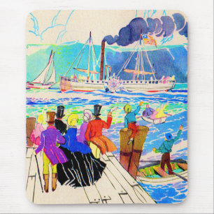 19th century yacht race mouse pad