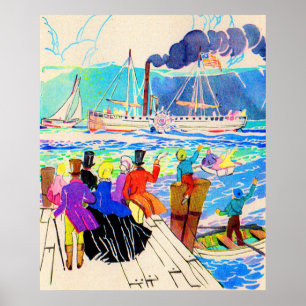 19th century yacht race print