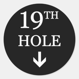 19th Hole Down Arrow Golf  Classic Round Sticker