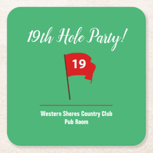 19th Hole Pub Square Paper Coaster