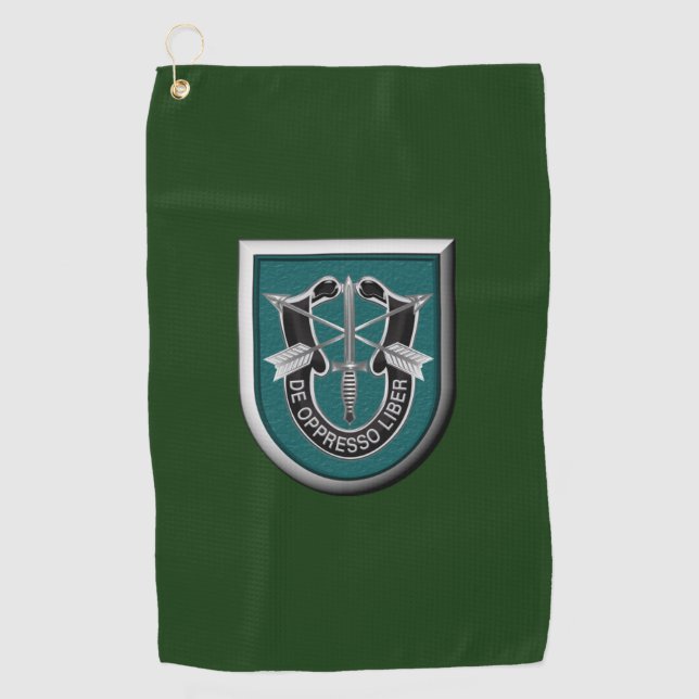 19th Special Forces Group (Airborne) Insignia Golf Towel (Front)