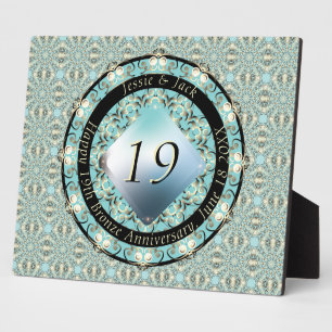 19th Wedding Anniversary Acquamarine MedallionText Plaque