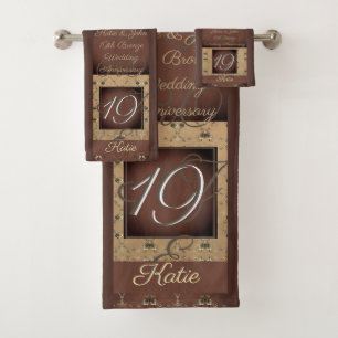 19th Wedding Anniversary Bronze ColorTowel Bath To Bath Towel Set