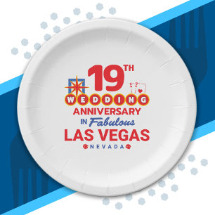 19th Wedding Anniversary Couples Las Vegas Trip Paper Plate