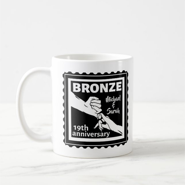 19th wedding anniversary holding hands coffee mug (Left)