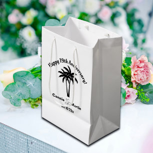 19th Wedding Anniversary Palm Trees Medium Gift Bag
