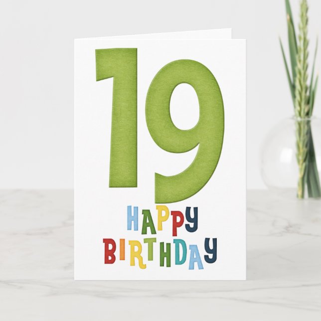 19th Year Happy Birthday Greeting Card (Front)