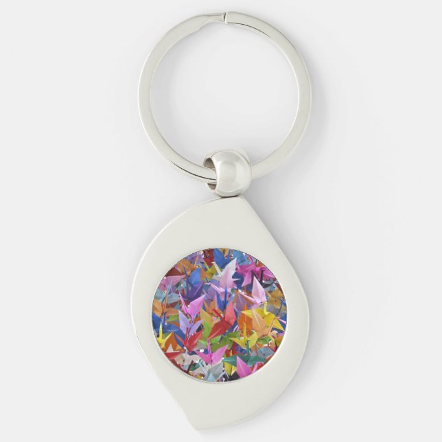 1,000 Origami Paper Cranes Photo Key Ring (Front)