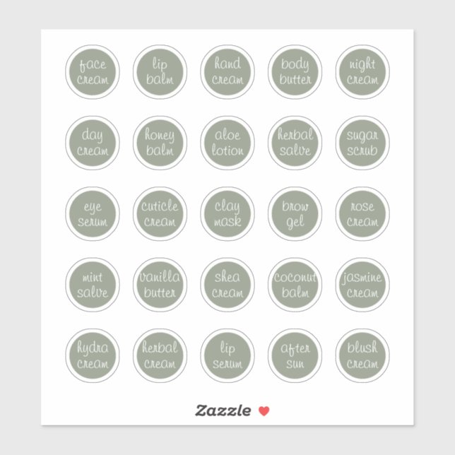 1.14" Sage Green Custom Cosmetic Jar Cream Balm (Sheet)