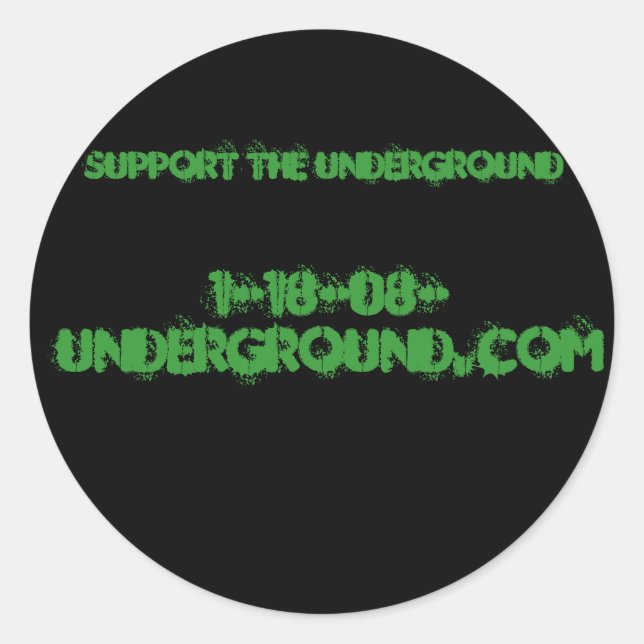 1-18-08-underground.com, support the underground classic round sticker (Front)