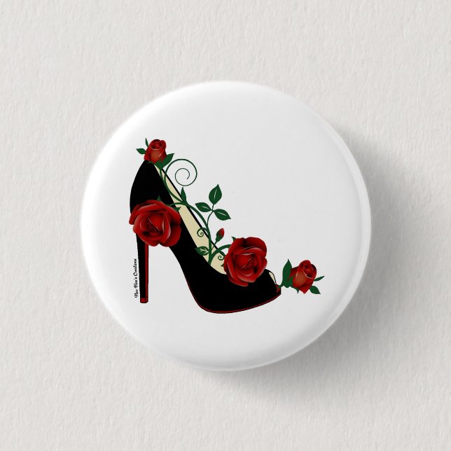 1 1/4 Inch Button - Stiletto Rose (Front)