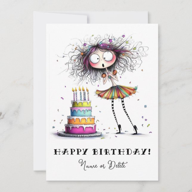 *_* 1 1 PHOTO NAME Birthday Personalise Whimsical Invitation (Front)
