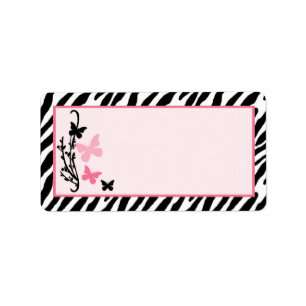 1.25"x2.75" Butterfly Zebra Print Mailing Address Label