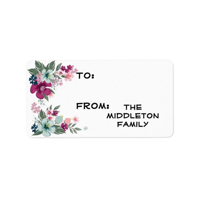 1.25"x2.75" Christmas Tropical Flower on White Label (Front)