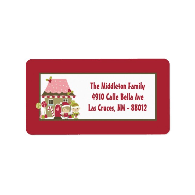 1.25"x2.75" Gingerbread House Mailing Address Labe Label (Front)