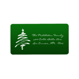 1.25"x2.75" Green Whit XMAS Tree Mailing Label