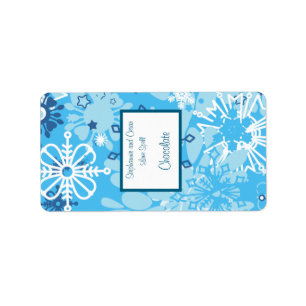 1.25"x2.75" Hersheys Miniature  Blue Tree / Snowfl Label