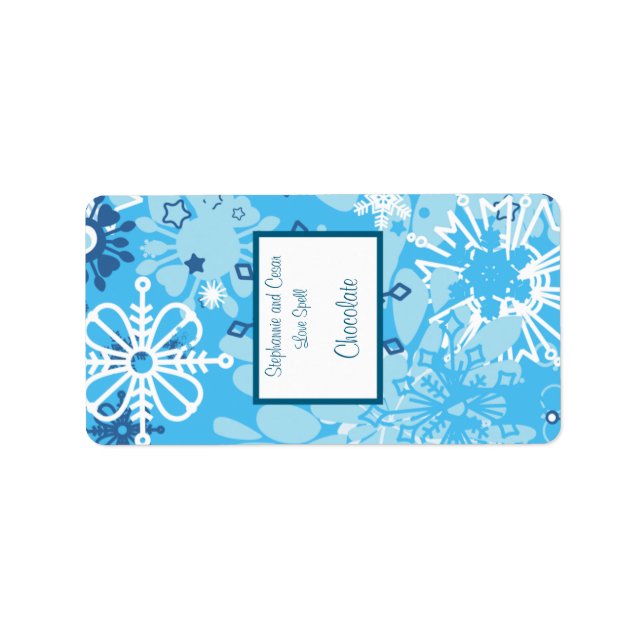 1.25"x2.75" Hersheys Miniature  Blue Tree / Snowfl Label (Front)