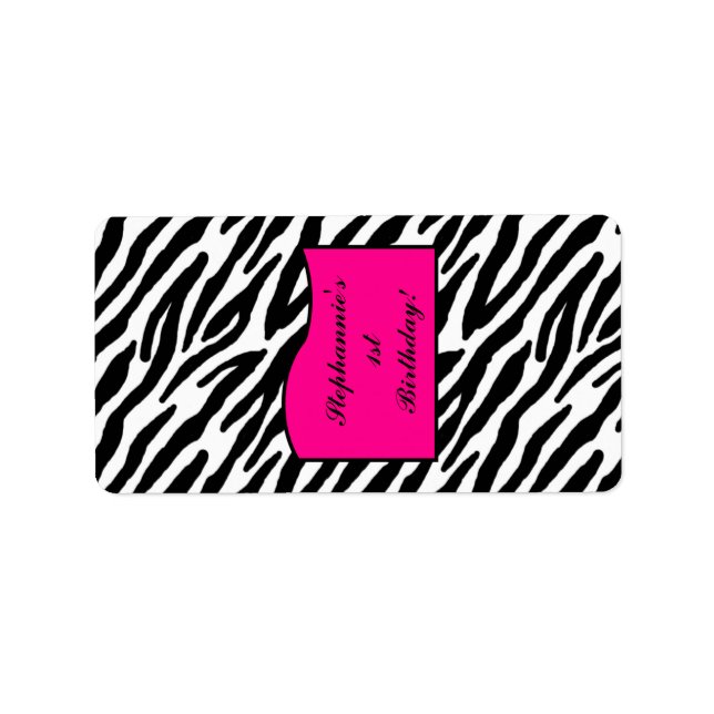 1.25"x2.75" Hershey's Miniature Hot Pink Zebra Label (Front)