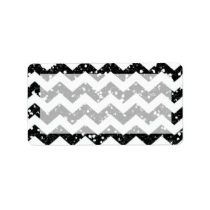 1.25"x2.75" Mailing Address Black Glitter Chevron Label
