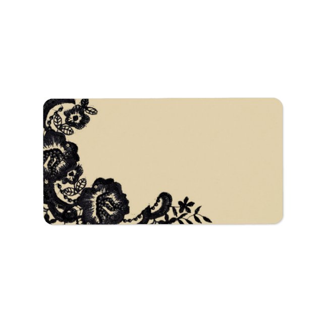 1.25"x2.75" Mailing Address Black Lace Damask Anti Label (Front)