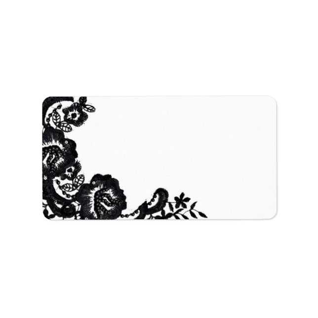 1.25"x2.75" Mailing Address Black Lace Damask Anti Label (Front)
