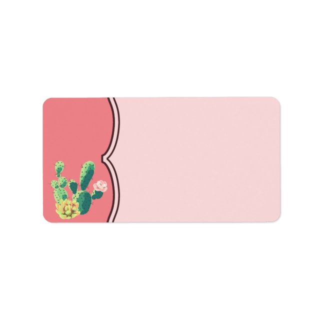 1.25"x2.75" Mailing Address Bohemian Cactus Succul Label (Front)