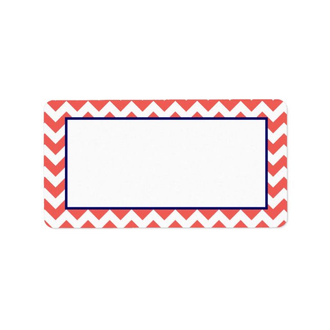 1.25"x2.75" Mailing Address Coral Navy Blue Chevro Label (Front)