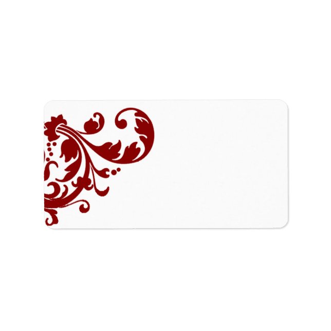 1.25"x2.75" Mailing Address Crimson Red Floral Label (Front)