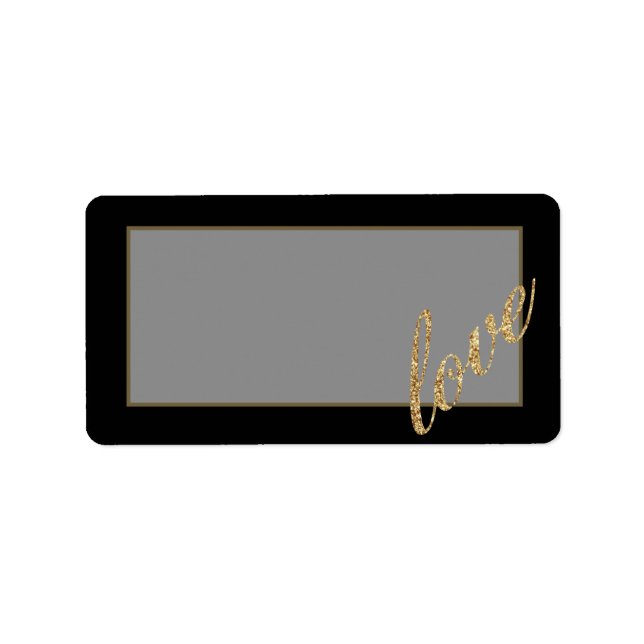 1.25"x2.75" Mailing Address Gold Foil Glitter Love Label (Front)